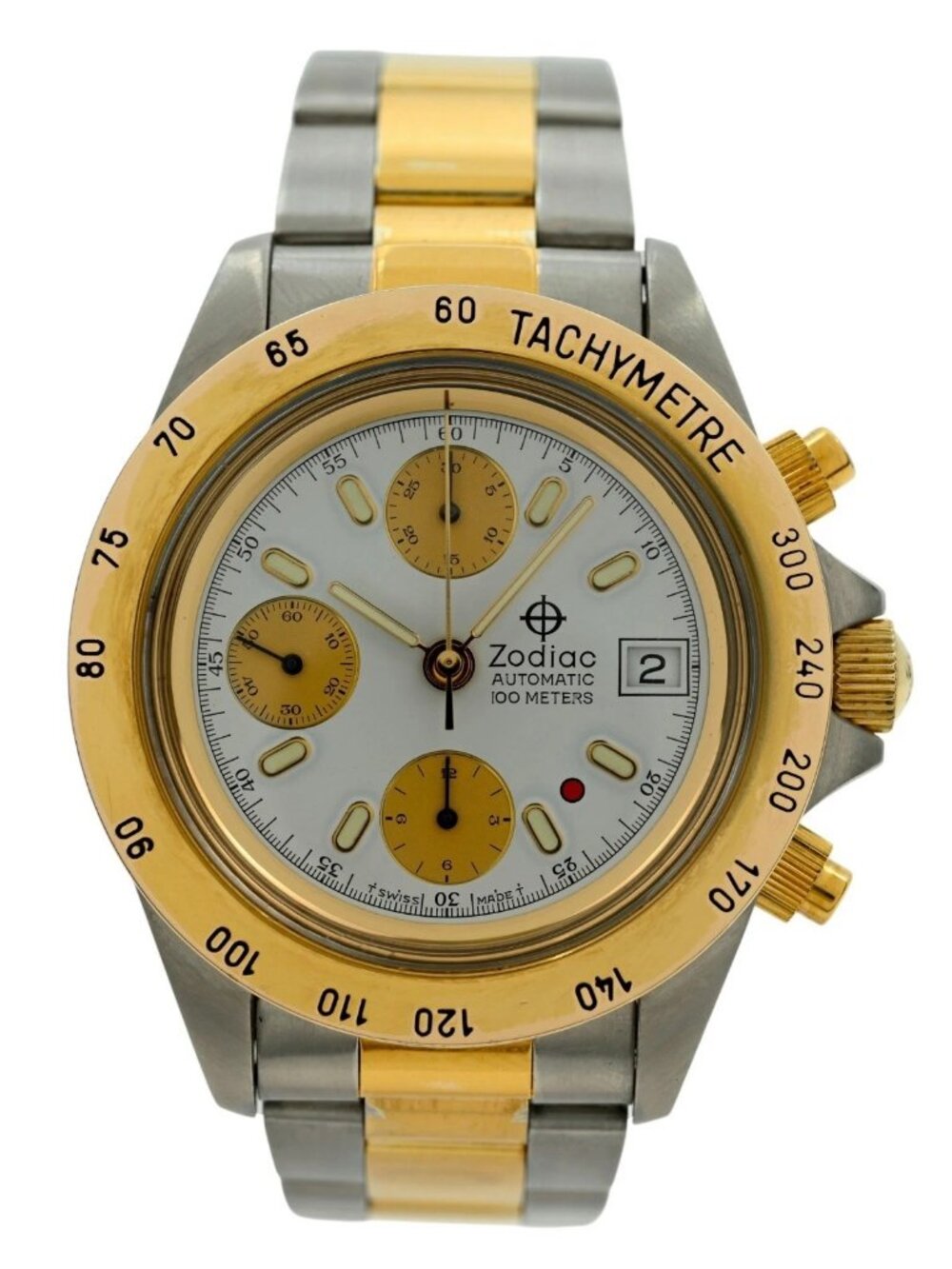 Zodiac 40mm Men's Red Dot Automatic Chronograph 7750 Two Tone Watch- 406.33.13!